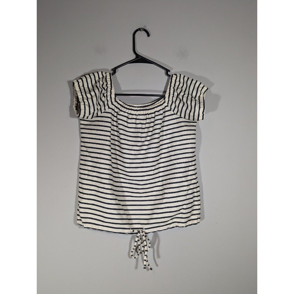 Madewell Womens Striped Melody Off the Shoulder Top Sz S Nautical Coastal Marine